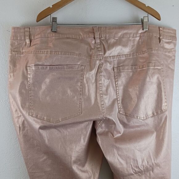 Lane Bryant Mid Rise Super stretch skinny Metallic Rose Gold jeans 28 - Picture 8 of 8